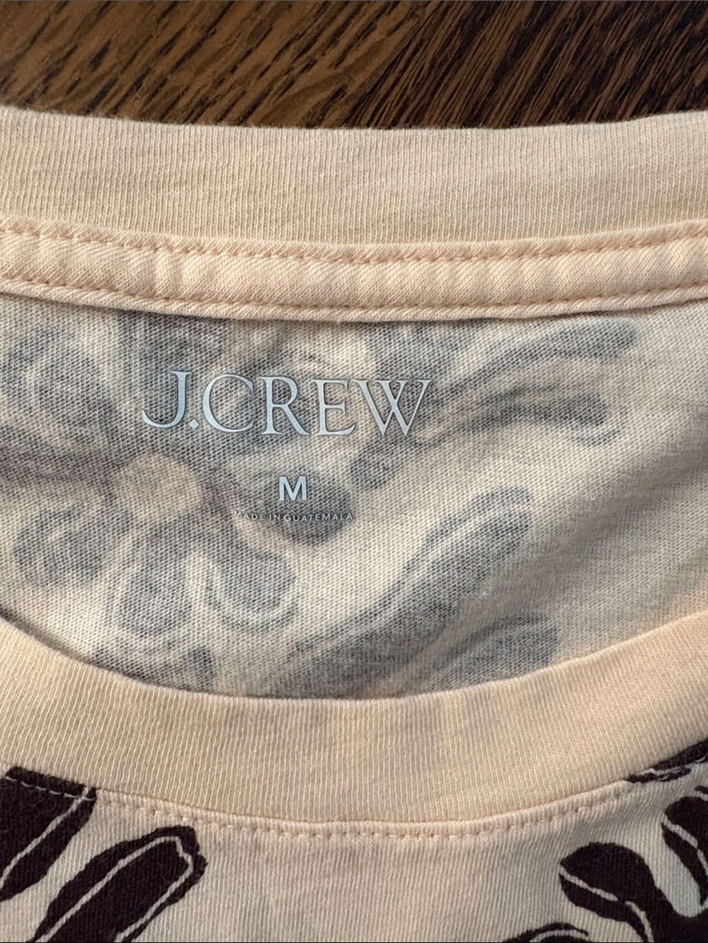 J. Crew Cream “Broken In Jersey”Short Sleeve Tee w Brown Floral Print. NWT. Med - Picture 5 of 8